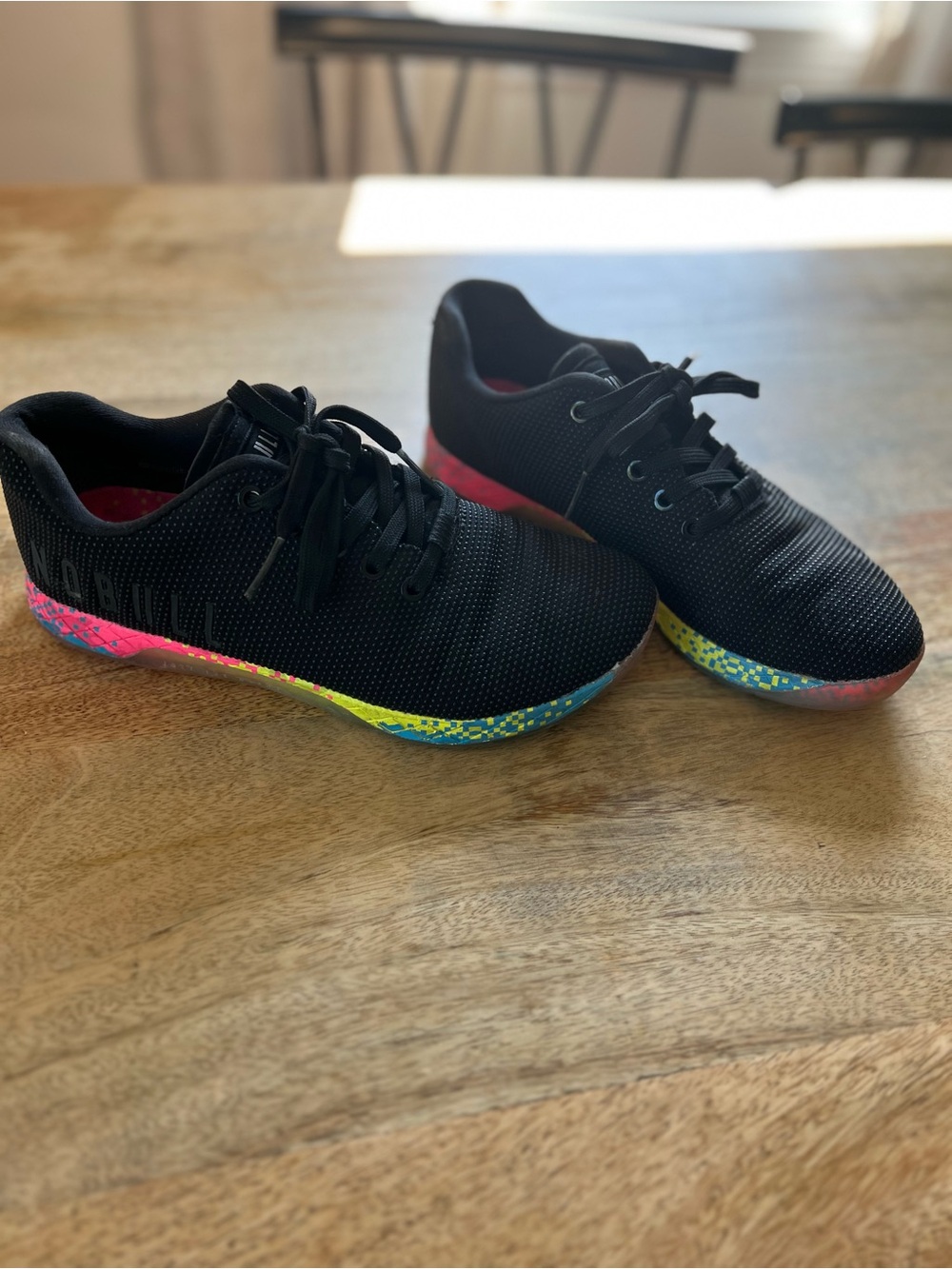 Nobull Black Athletic Sneakers with Colorful Speckled Midsole size 7